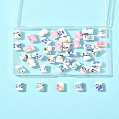 40Pcs Floral Printed Porcelain Beads&nbsp;PORC-FS0001-15