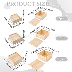 4Pcs 3 Styles Wood Storage Boxes with Sliding Lid&nbsp;ODIS-FG0002-27