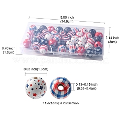 42Pcs 7 Styles Independence Day Theme Schima Wood Beads&nbsp;WOOD-FS0001-01