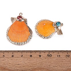 Electroplated Golden Brass Trim Natural Sea Shell Pendants&nbsp;SSHEL-N042-34