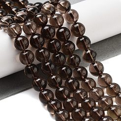 Natural Smoky Quartz Round Beads Strands&nbsp;X-G-E329-8mm-38A