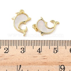 Brass Pave Natural Shell Pendants&nbsp;KK-L239-029G