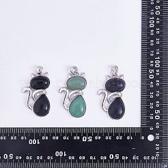 12Pcs 12 Style Natural & Synthetic Gemstone Kitten Pendants&nbsp;G-SZ0002-17