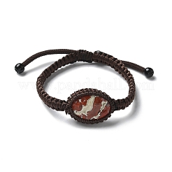 Adjustable Oval Natural Red Jasper Braided Bead Bracelets&nbsp;BJEW-H626-02-13