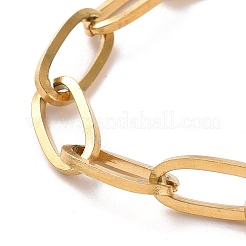 PVD Vacuum Plating 304 Stainless Steel Paperclip Chain Bracelet for Men Women&nbsp;BJEW-E031-04G-03