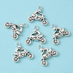 Tibetan Style Alloy Rider Motorcycle Pendants&nbsp;TIBEP-12941-AS-LF