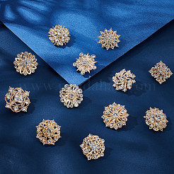 12Pcs Flower Alloy Rhinestone Brooches for Clothes&nbsp;JEWB-WH0020-073G