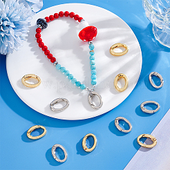 12Pcs 2 Colors Rack Plating Brass Spring Gate Rings&nbsp;KK-PH0013-96