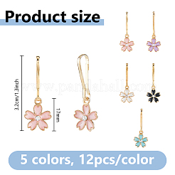 60Pcs 5 Colors Flower Alloy Enamel Zipper Puller&nbsp;HJEW-DC00193