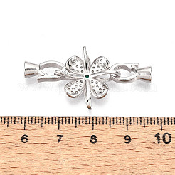 925 Sterling Silver Micro Pave Cubic Zirconia Fold Over Clasps&nbsp;STER-T008-02P-01