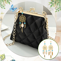 5Pcs Alloy & Synthetic Turquoise Pendant Decorations&nbsp;HJEW-GA00038