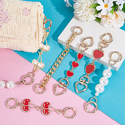 6Pcs 6 Styles Cherry Heart Strawberry Alloy Enamel & Aluminum Link Purse Strap Extenders&nbsp;AJEW-PH0006-09