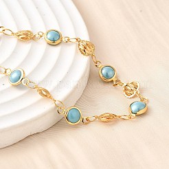 304 Stainless Steel Glass Link Bracelets for Women&nbsp;BJEW-V010-02G