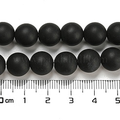 Frosted Natural Black Agate Round Beads Strands&nbsp;G-N0151-11-10mm