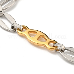 Ion Plating(IP) Two Tone 201 Stainless Steel Oval Link Chain Bracelet&nbsp;BJEW-B078-08GP
