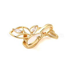 Brass Micro Pave Clear Cubic Zirconia Fold Over Clasps&nbsp;KK-S382-08G