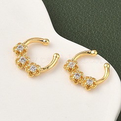 Brass Pave Clear Cubic Zirconia Circular/Horseshoe Barbell Nose Rings&nbsp;EJEW-D337-18D-G