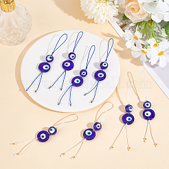 8Pcs 2 Colors Handmade Evil Eye Lampwork Pendant Decorations&nbsp;HJEW-GO00012