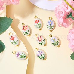 8Pcs 4 Styles Handmade Porcelain Pendants&nbsp;PALLOY-SW00135