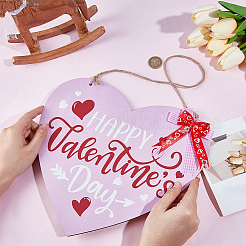 Valentine's Day Theme Wooden Hanging Sign&nbsp;AJEW-GF0013-09