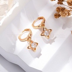 Brass Micro Pave Clear Cubic Zirconia Leverback Earrings&nbsp;EJEW-K300-44G