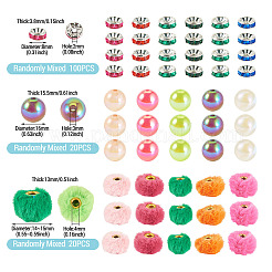 140Pcs 3 Styles Polyester Rabbit Hair with Alloy European Beads&nbsp;DIY-TA0015-26