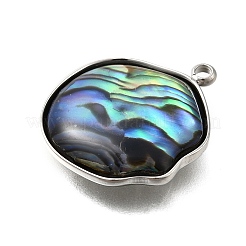 304 Stainless Steel Pave Natural Paua Shell Pendants&nbsp;STAS-Z125-01H-P