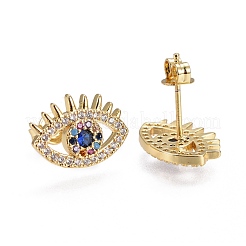 Brass Micro Pave Cubic Zirconia Stud Earrings&nbsp;EJEW-L224-29G