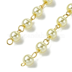 Handmade Round Glass Pearl Beads Chains for Necklaces Bracelets Making&nbsp;AJEW-JB00036-07