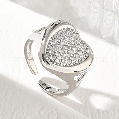 Brass Micro Pave Cubic Zirconia Cuff Open Rings for Women&nbsp;CU-CBA760A-13C-P