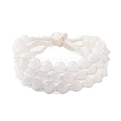 Natural White Jade Round Beaded Multi-strand Bracelets for Men Women&nbsp;BJEW-G743-02E