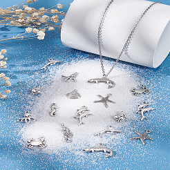 60Pcs 10 Styles Ocean Theme Tibetan Style Alloy Pendants&nbsp;FIND-LP0002-17