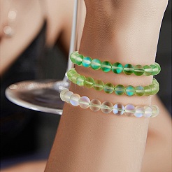 3Pcs Round Synthetic Moonstone Braided Bead Bracelets&nbsp;BJEW-SW00061-04