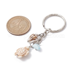 Synthetic Turquoise & Shell Pendant Keychain&nbsp;KEYC-JKC00654