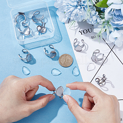 DIY Teardrop 304 Stainless Steel Open Cuff Ring Making Kits&nbsp;STAS-UN0064-57