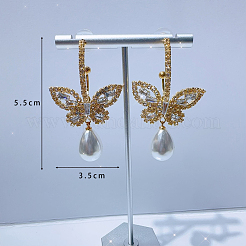 Fashionable luxury Clear Cubic Zirconia & Rhinestone Butterfly Stud Earrings&nbsp;KY8568-2