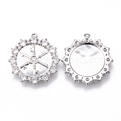 Brass Micro Pave Clear Cubic Zirconia Pendants&nbsp;KK-N232-144-NF
