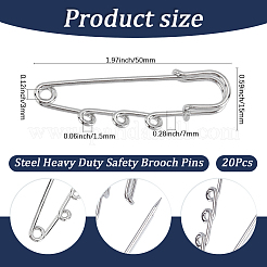 20Pcs Steel Heavy Duty Safety Pins Brooch Pins&nbsp;DIY-SC0033-20