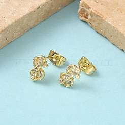 Brass Micro Pave Clear Cubic Zirconia Stud Earrings&nbsp;EJEW-Z144-22G