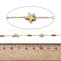Handmade 304 Stainless Steel Non-magnetic Hematite Beaded Star with MoonLink Chains&nbsp;CHS-L032-17G-03