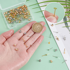 60Pcs 2 Color Brass Stud Earring Findings&nbsp;KK-BC0013-24