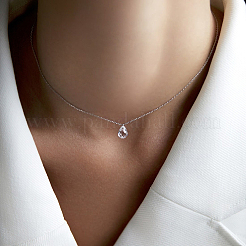 S925 Silver Zircon Water Drop Earrings Necklace Set Elegant Minimalist Jewelry for Daily Wear&nbsp;ZZ8208-2