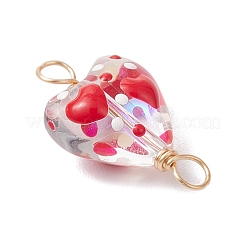 Handmade Glass Enamel Heart Links Connector Charms&nbsp;PALLOY-JF04263-01
