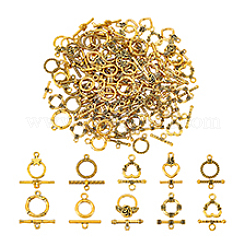 80Pcs 10 Styles Tibetan Style Alloy Toggle Clasps&nbsp;FIND-PH0023-32