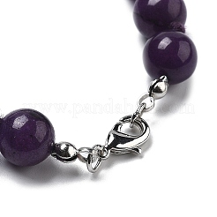 10mm Round Natural Dyed White Jade Beaded Necklaces&nbsp;NJEW-F327-02B-03