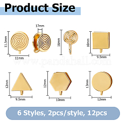 10Pcs 5 Styles 304 Stainless Steel & Brass  Cuff Earrings&nbsp;EJEW-HS0001-44B