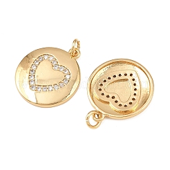 Brass Micro Pave Clear Cubic Zirconia Pendants&nbsp;KK-F919-40B-G