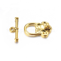 Tibetan Style Flower Toggle Clasps&nbsp;TIBE-2119-AG-RS