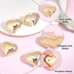 5Pcs Heart Brass Pendants&nbsp;KK-BBC0025-58A