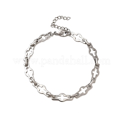 304 Stainless Steel Hollow Cross-Linked Chain Bracelets for Women&nbsp;BJEW-JB12293-01